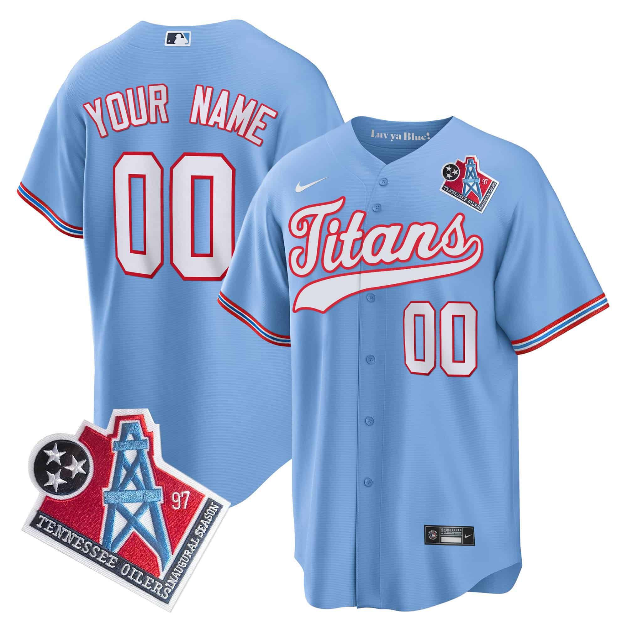Men Tennessee Titans Light Blue Nike 1997 Throwback Limited Cool Base Custom NFL Jersey